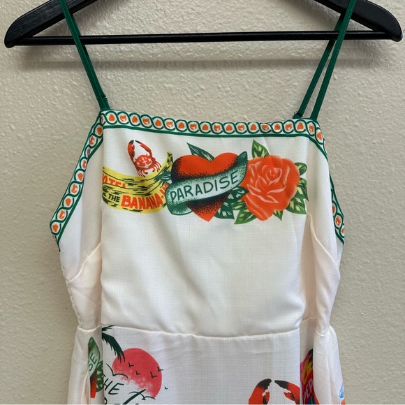 Boho Vacation Print Maxi Dress Multi Colored white, yellow, green, orange - Picture 4 of 6